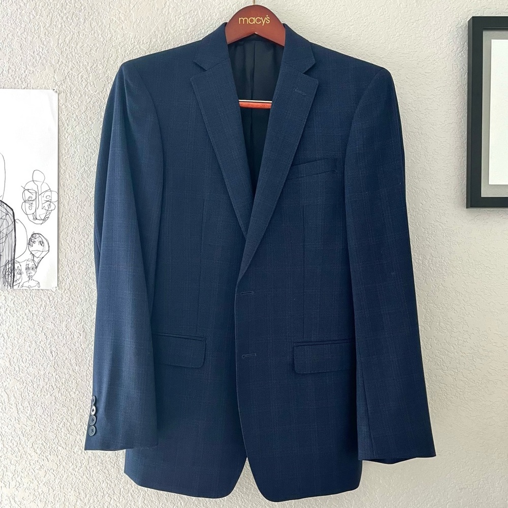 Men’s Calvin Klein Wool Navy Plaid Blazer
